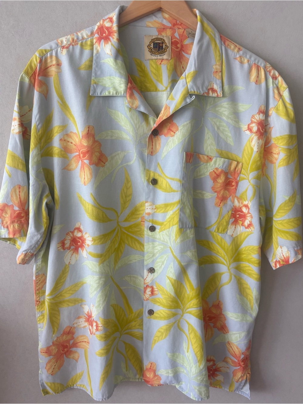Pusser’s West Indies men’s silk & cotton blend Hawaiian button down shirt